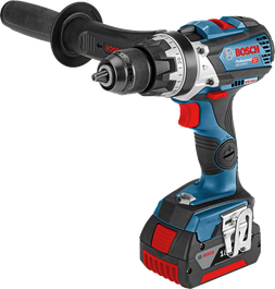 Bosch GSB 18V-75 C cordless combi drill with side handle.