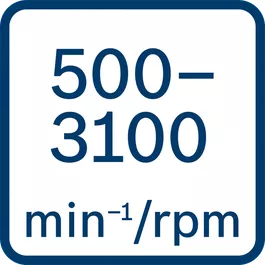 No load speed 500 - 3100 min-1/rpm