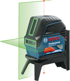 Bosch GCL 2-15 G laser leveling tool with green beams.