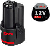 Bosch 12V 2.0Ah Li-Ion battery pack.