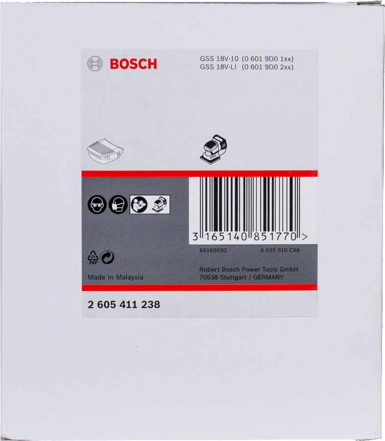 Bosch dust box with filter.