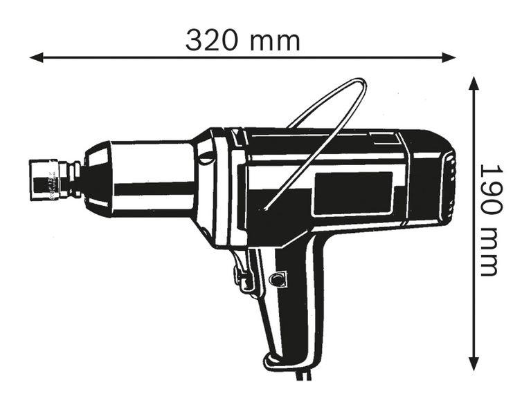 Impact wrench dimensions.