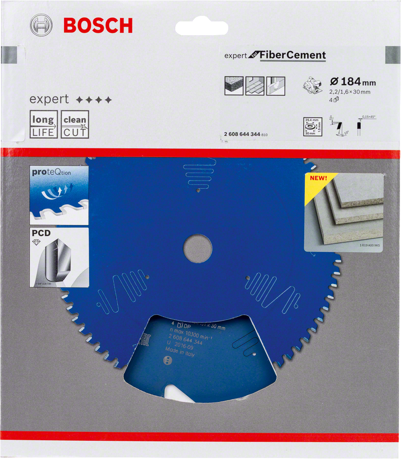 Bosch Expert FiberCement saw blade 184 mm for clean cement board cuts.