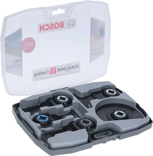 Starlock Best of Cutting Set, 5‐Piece Bosch 5-piece wood and metal multitool cutting set in case.