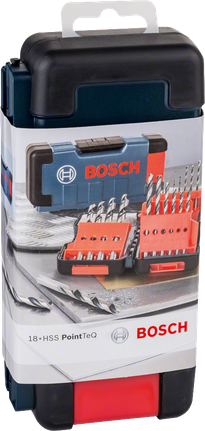 HSS Twist Drill Bit PointTeQ 18pcs ToughBox Set 1 - 10 mm Bosch HSS PointTeQ 18pcs ToughBox drill bit set.