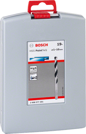 HSS Twist Drill Bit PointTeQ 19pcs ProBox 1 - 10 mm Bosch HSS PointTeQ drill bit set 1–10 mm.