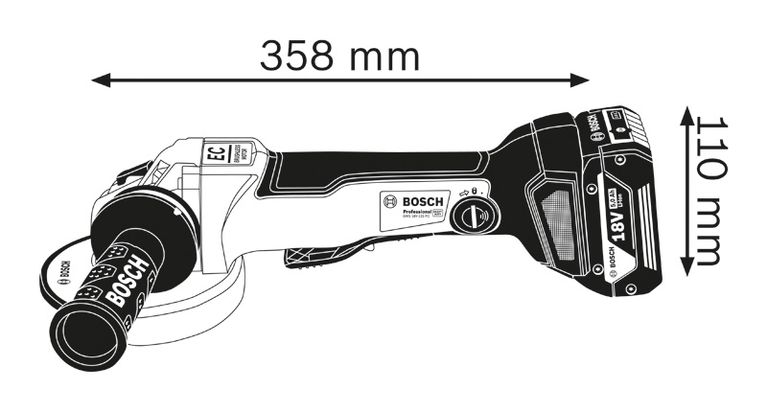 Angle grinder dimensions.
