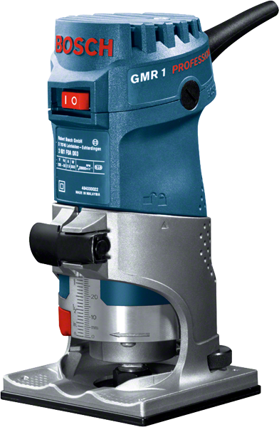 Bosch GMR 1 palm router for precise edge trimming.
