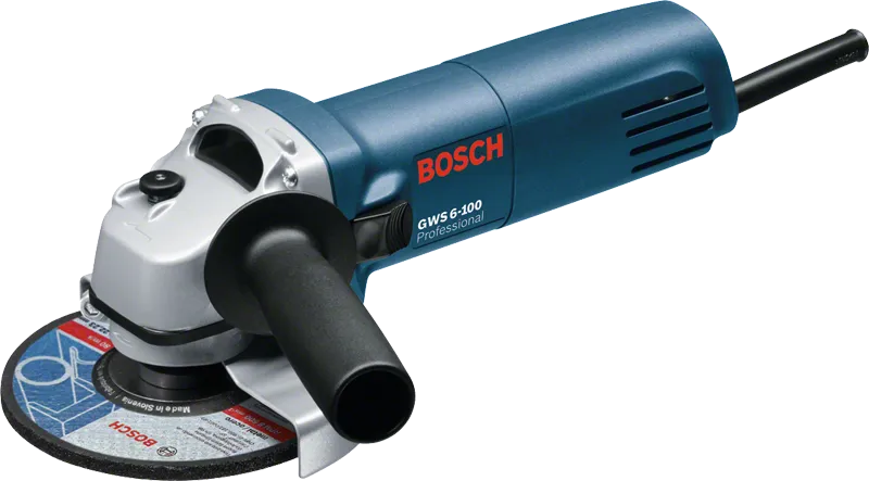 Bosch GWS 6-100 angle grinder, side handle shown.
