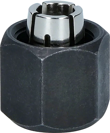 Bosch collet 1/4 inch with nut for tool holding.