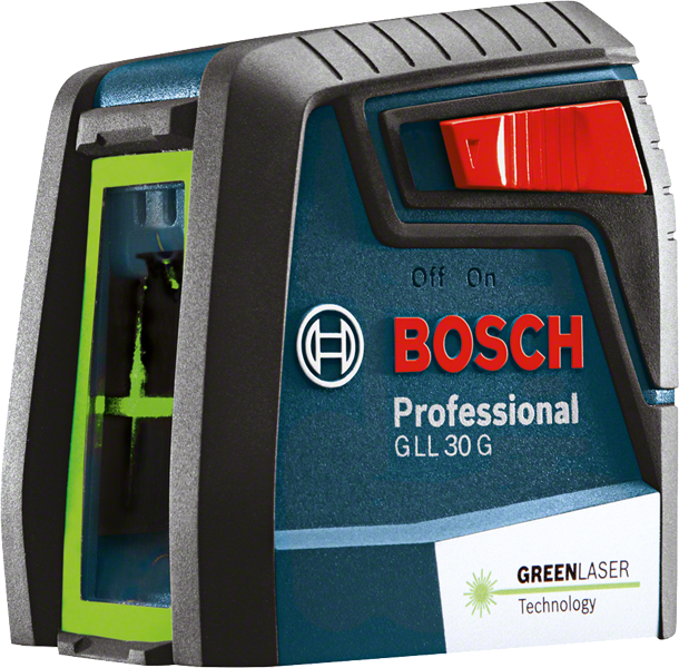Bosch GLL 30 G laser leveling tool with green laser.
