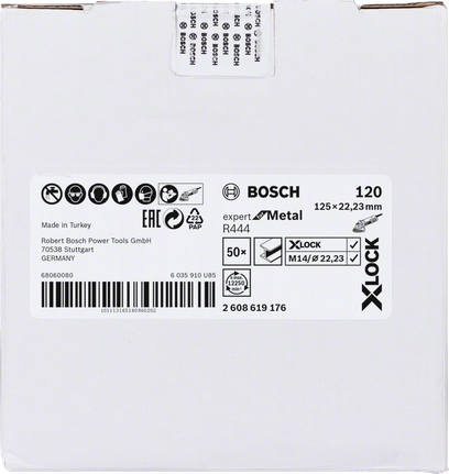 Bosch X-LOCK 125mm metal sanding disc.