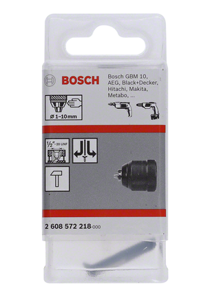 Keyless chucks up to 10 mm Bosch 1/2″-20 UNF drill chuck.
