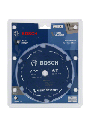 Fibre cement circular saw blade 7 1/4 inch 6 teeth Bosch fibre cement 7 1/4″ 6T saw blade.