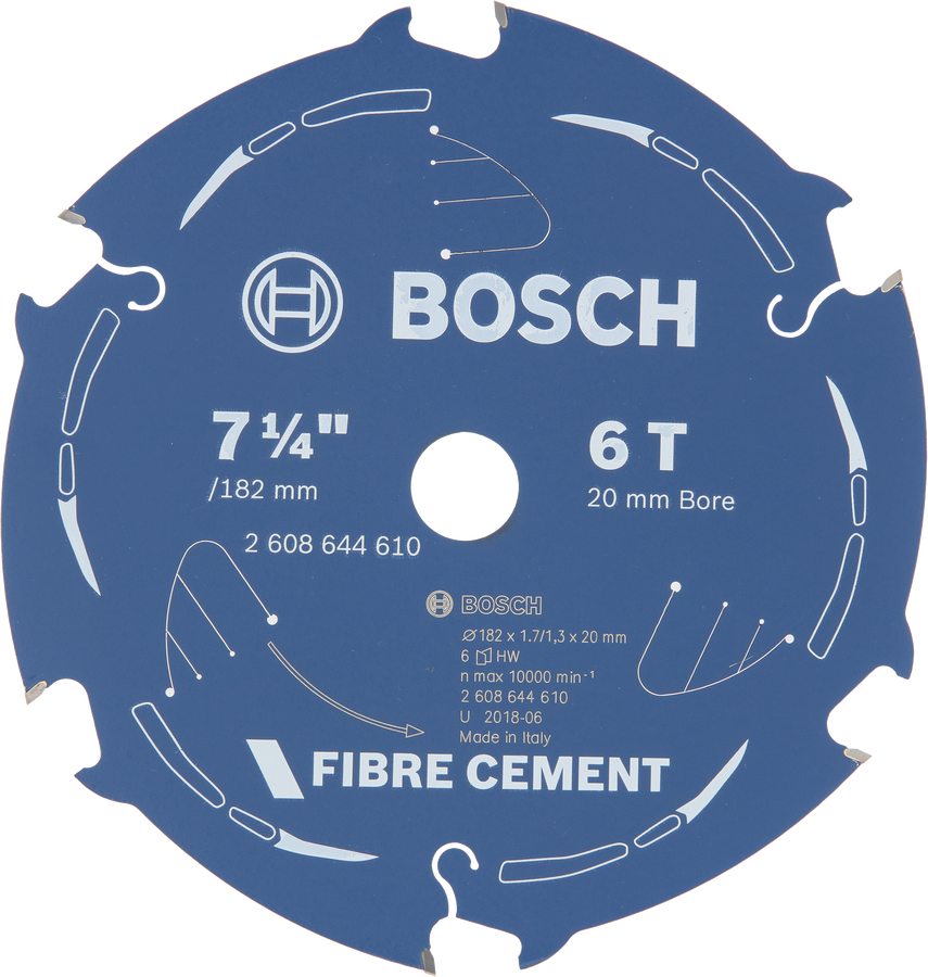 Bosch fibre cement circular saw blade, 7 1/4 inch 6 teeth.