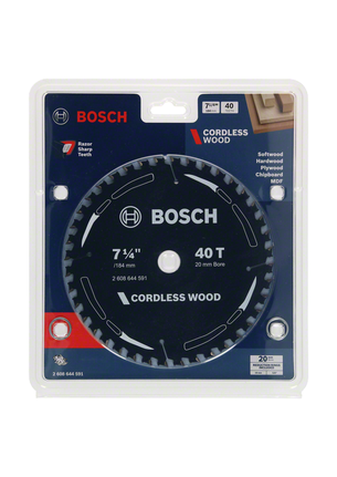Bosch cordless wood saw blade 7 1/4″ 40 teeth.