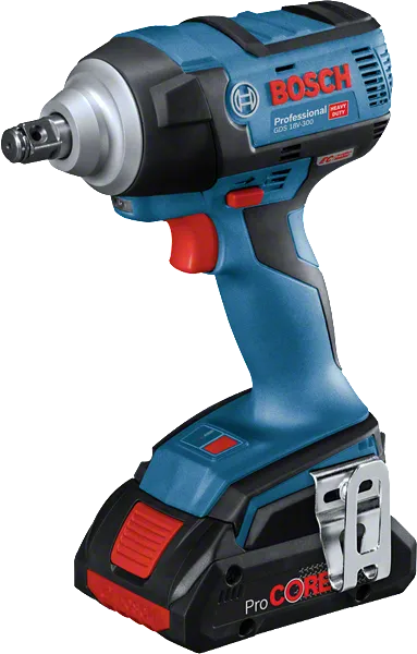 Bosch GDS 18V-300 cordless impact wrench with ProCORE battery.