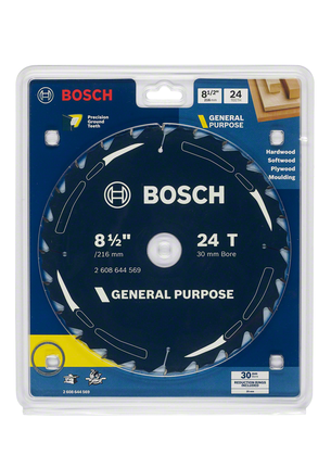 General purpose circular saw blade 8 1/2 inch 24 teeth Bosch 8 1/2″ 24T general purpose saw blade.