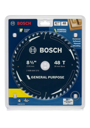 General purpose circular saw blade 8 1/2 inch 48 teeth Bosch general purpose 8½″ 48T circular saw blade.