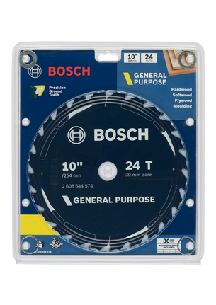 General purpose circular saw blade 10 inch 24 teeth Bosch 10″ 24T general purpose circular saw blade.