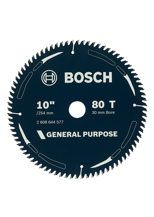 General purpose circular saw blade 10 inch 80 teeth Bosch 10 inch 80 tooth general purpose saw blade.