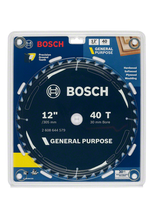 General purpose circular saw blade 12 inch 40 teeth Bosch 12″ 40T general purpose saw blade.