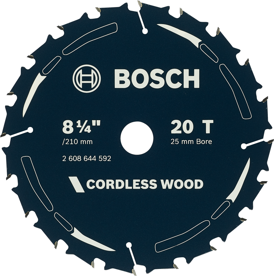 Bosch cordless wood saw blade 8 1/4 inch 20 teeth.
