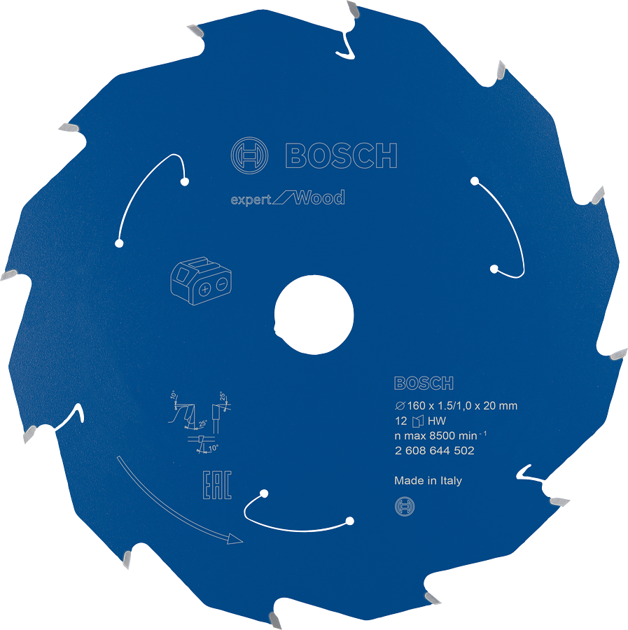 Bosch Expert for Wood circular saw blade 160 mm, 12 ATB teeth.