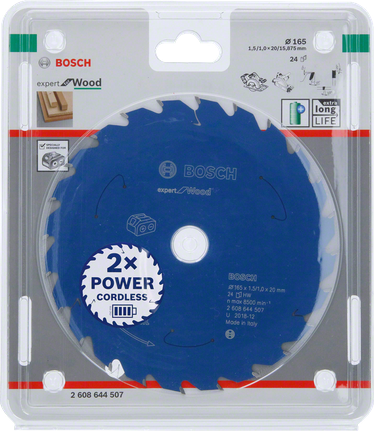 Expert for Wood Circular Saw Blade for Cordless Saws 165x1.5/1x20 T24 Bosch Expert for Wood 165×1.5×20 T24 circular saw blade.