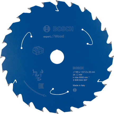Expert for Wood Circular Saw Blade for Cordless Saws 165x1.5/1x20 T24 Bosch Expert for Wood circular saw blade 165mm 24T.