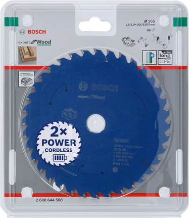Expert for Wood Circular Saw Blade for Cordless Saws 165x1.5/1x20 T36 Bosch Expert for Wood 165×1.5×20 T36 saw blade.
