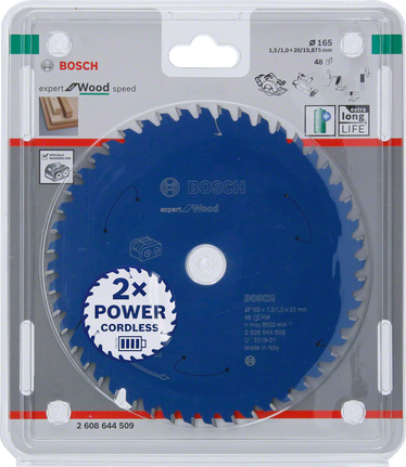 Expert for Wood Circular Saw Blade for Cordless Saws 165x1.5/1x20 T48 Bosch Expert for Wood 165×1.5/1×20 T48 circular saw blade.