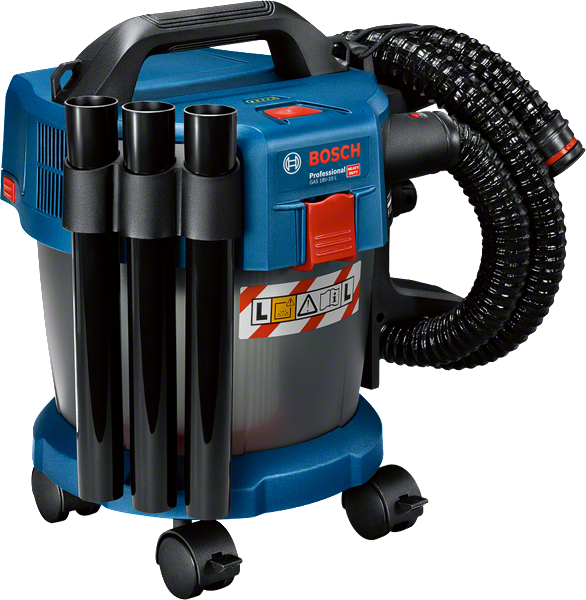 Bosch GAS 18V-10 L cordless wet dry vacuum with wheels.
