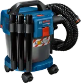 Bosch GAS 18V-10 L cordless wet dry vacuum with wheels.