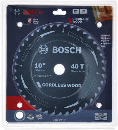 Cordless wood circular saw blade B 254x30-40 Bosch cordless wood circular saw blade 10″ 40T.