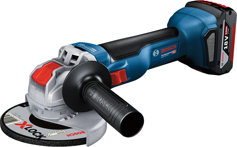 Bosch GWX 18V-10 cordless angle grinder with X-LOCK.