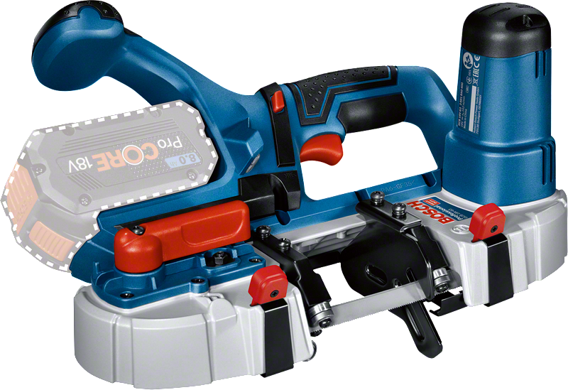 Bosch GCB 18V-63 cordless band saw, 63.5 mm cutting depth.