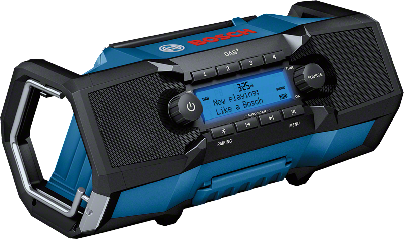 Bosch GPB 18V-2 SC radio with digital display.