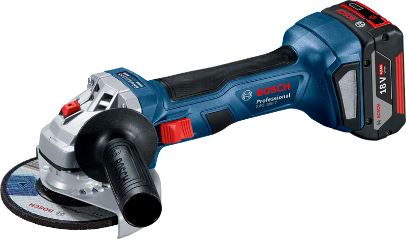 Bosch GWS 18V-7 cordless angle grinder.