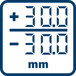 Relative height indicator shows the offset between laser and centre of the receiver