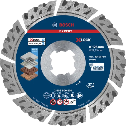 EXPERT Multi Material Diamond Cutting Disc Bosch EXPERT MultiMaterial X-LOCK diamond cutting disc 125 mm.