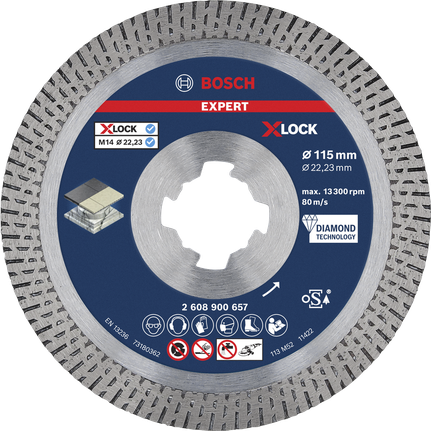 EXPERT HardCeramic X-LOCK Diamond Cutting Disc 115 x 22.23 x 1.4 x 10 mm Bosch EXPERT HardCeramic X-LOCK diamond cutting disc 115mm.
