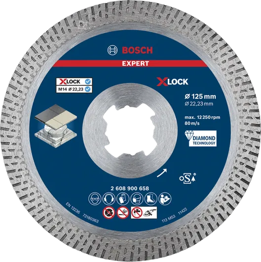 EXPERT Hard Ceramic Diamond Cutting Disc Bosch EXPERT HardCeramic X-LOCK diamond cutting disc 125mm.