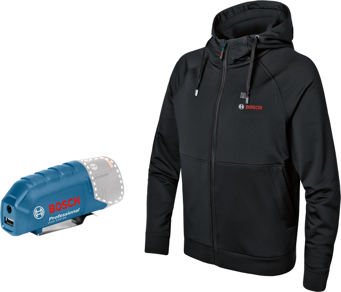 Bosch heated jacket with GAA 12V-21 USB adapter.