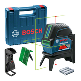 Bosch GCL 2-15 laser leveling tool with case and accessories.