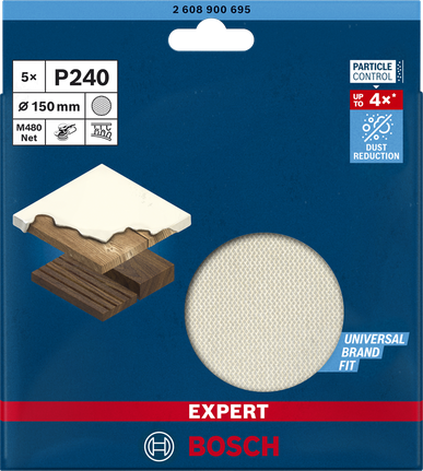 Bosch P240 150mm sanding net 5-pack.