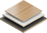Plastic coated board.