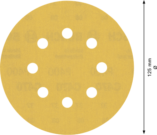 EXPERT C470 Sandpaper with 8 holes for Random Orbital Sanders 125 mm, G 400 5-pc EXPERT C470 Sandpaper with 8 holes for Random Orbital Sanders 125 mm, G 400 5-pc