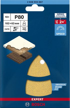 Bosch EXPERT C470 102×62 mm P80 sandpaper 10-pack.