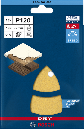 Bosch C470 P120 multi-sander sandpaper 102×62 mm 10-pack.